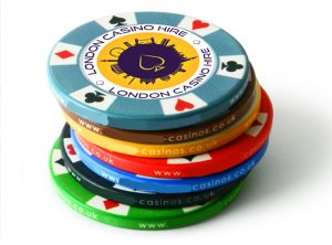 Personalised chips from London Casino Hire